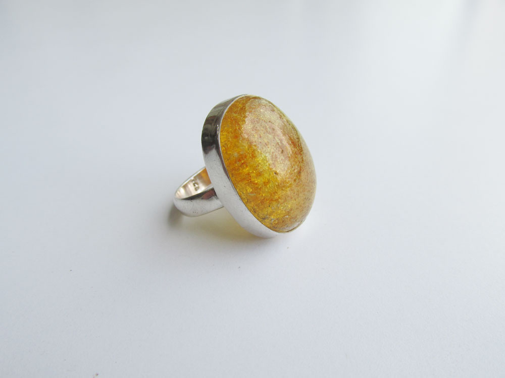 (R. 018) Amber Silver Ring