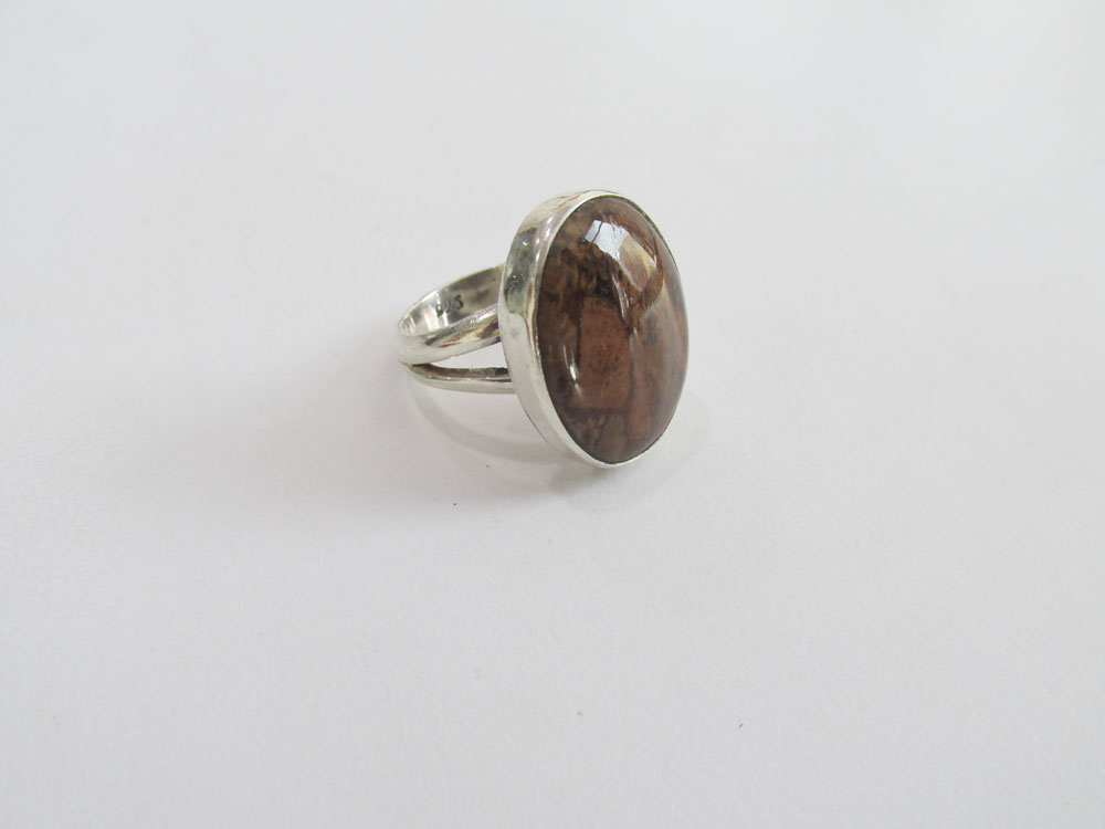 (R. 029) Brown Pitersite Silver Ring