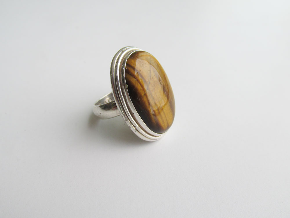 (R. 054) Tigereye Gemstone Silver Ring