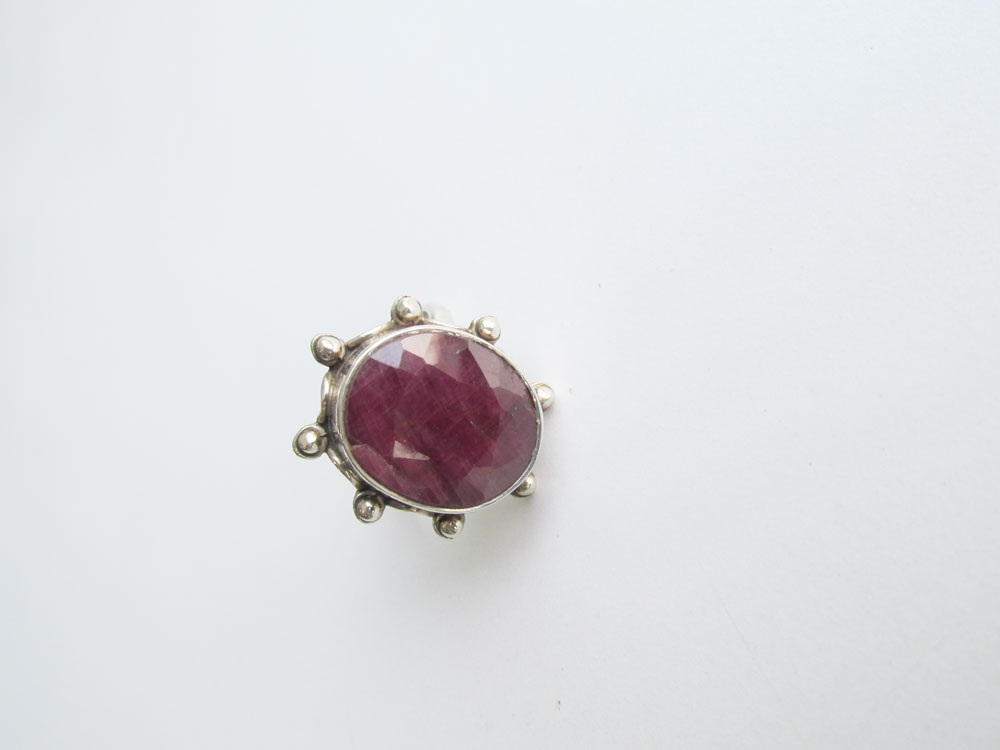 (R. 071) Ruby Gemstone Silver Ring