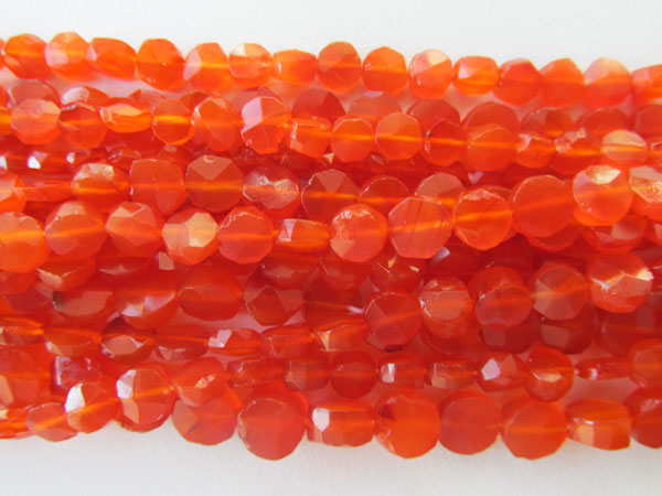 AAA Carnelian Faceted Coin Beads