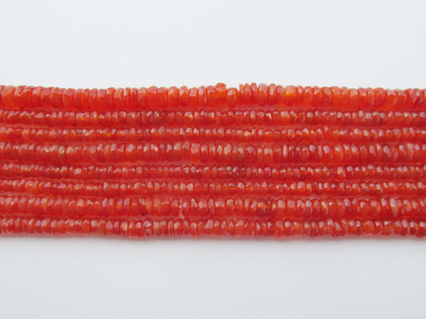 AAA Carnelian Faceted Disc Beads