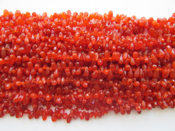 Carnelian Faceted Side Drill Drops Beads