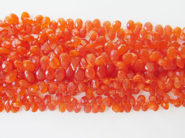 Carnelian Faceted Side Drill Pears Beads