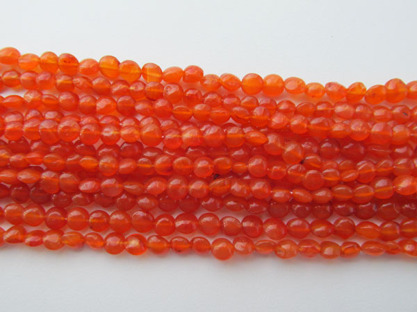 Carnelian Straight Drill Button Beads