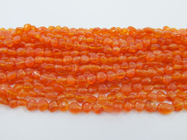 Carnelian Straight Drill Heart Shape Beads