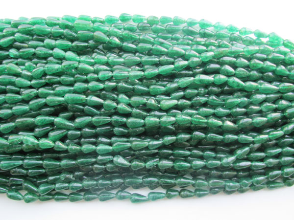 Green Aventurine Straight Drill Drops Beads