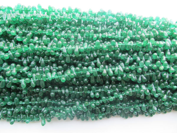 Green Aventurine Side Drill Drops Beads