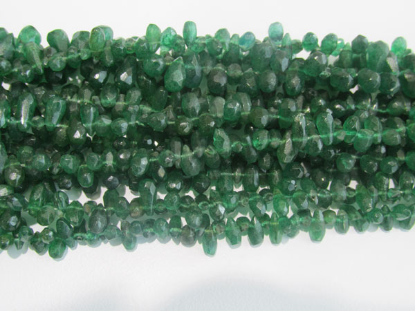 Green Aventurine Faceted Side Drill Drops Beads
