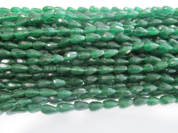 Green Aventurine Faceted Straight Drill Drops Beads