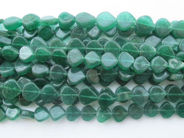 Green Aventurine Flat Heart Shape Beads