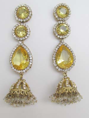 Beautful Artificial Yellow Stone Jhumka Earring 