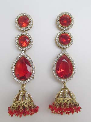 Beautiful Artificial Red Stone Jhumka Earring 